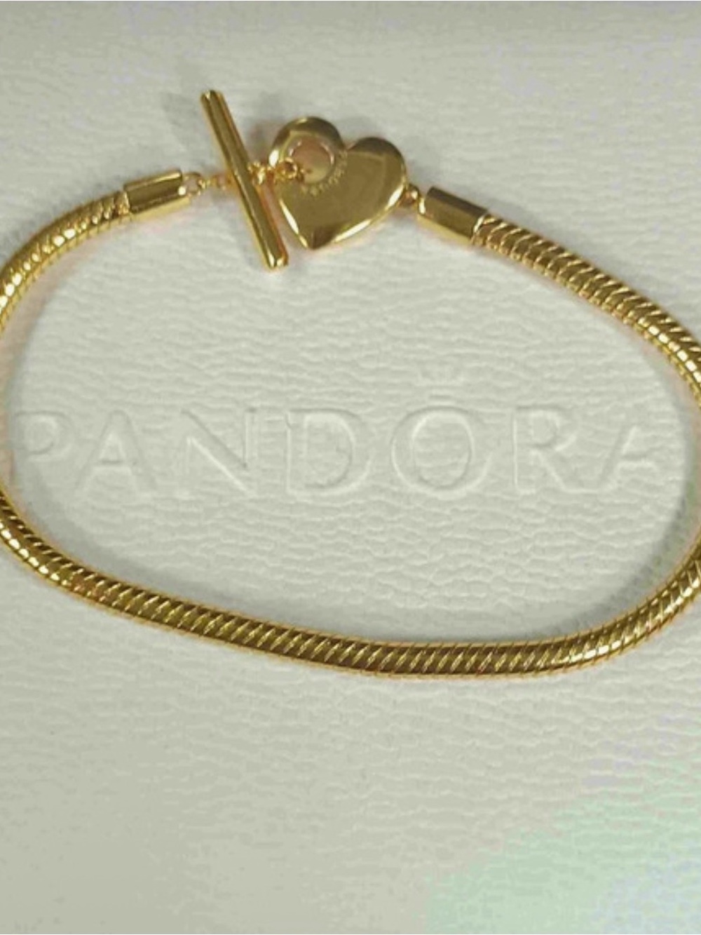 Pandora Gold Heart Toggle Snake Chain Bracelet - Shiny Gold Finish